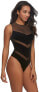 Felina Marabelle Women's 238192 Blakc Mesh Velvet Bodysuit Shapewear Size S