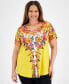 Фото #1 товара Plus Size Arianna Trail Scoop-Neck Top, Created for Macy's