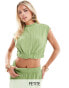 Фото #1 товара Vero Moda Petite plisse cropped top co-ord in mid green