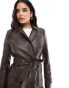 Bardot faux leather trench coat in dark chocolate