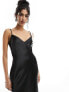 Фото #5 товара Miss Selfridge satin lace trim maxi slip dress