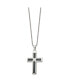 Brushed Carbon Fiber Inlay CZ Cross Pendant Ball Chain Necklace