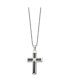 ფოტო #3 პროდუქტის Brushed Carbon Fiber Inlay CZ Cross Pendant Ball Chain Necklace