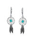 ფოტო #2 პროდუქტის Blue Turquoise Western Jewelry Dream Catcher Feather Dangle Earrings For Women Teen .925 Sterling Silver