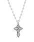 Фото #1 товара 2028 women's Pewter Clear Crystal Diamon Shaped Stones Cross Imitation Pearl Necklace