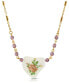 Фото #1 товара 2028 beaded Heart with Pink Floral Decal Necklace