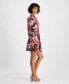 Petite Floral Button-Trim Belted Long-Sleeve Dress