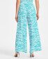 Фото #4 товара Petite Printed Pull-On Wide-Leg Pants, Created for Macy's