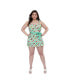 ფოტო #1 პროდუქტის Plus Size 1950s Spaghetti Strap Romper & Skirt Set