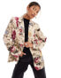 NA-KD straight fit linen look blazer in floral