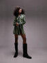 Topshop kimono mini shirt dress in green stripe