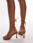 Фото #3 товара Topshop Wide Fit Faye strappy high heeled sandals in tan