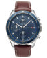 ფოტო #7 პროდუქტის Men's Chronograph Brown Leather Strap Watch 44mm