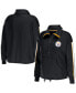 ფოტო #1 პროდუქტის Women's Black Pittsburgh Steelers Logo Stripe Half-Zip Top