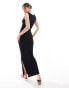 Vero Moda jersey maxi dress with split in black