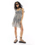 ASOS DESIGN stripe crochet mini beach dress in mono XS - фото #4