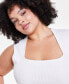 Фото #3 товара Trendy Plus Size Ottoman Square-Neck Sleeveless Sweater Tank, Created for Macy's