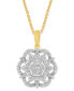 ფოტო #1 პროდუქტის Diamond Mandala Cluster Pendant Necklace (1 ct. t.w.) in 10k Gold, 16" + 2" extender