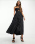 Фото #1 товара ASOS DESIGN cotton structured midi dress with ruched bust and pleat skirt in black