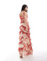 Pretty Lavish exclusive to ASOS Cecile ruffle maxi dress in terracotta floral