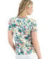 Women's Floral-Print Short-Sleeve V-Neck Top