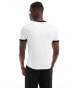 ASOS DESIGN muscle fit t-shirt with ringer in white with Monaco print