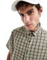 ASOS DESIGN boxy relaxed shirt in stone and olive dad check grün, XL - Chest 44 - фото #1