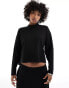 Фото #2 товара ONLY mock neck ribbed lounge top co-ord in black