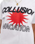 COLLUSION oversized vacation tee in white