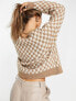 Y.A.S spliced check button through cardigan in brown