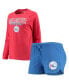 ფოტო #1 პროდუქტის Women's Heathered Royal, Heathered Red Philadelphia 76ers Raglan Long Sleeve T-shirt and Shorts Sleep Set