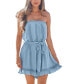 ფოტო #1 პროდუქტის Women's Light Blue Ruffled Wide Leg Tube Romper