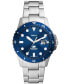ფოტო #1 პროდუქტის Men's Blue Dive Three-Hand Date Silver-Tone Stainless Steel Watch 42mm