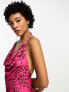 Day 6 cowl neck low back maxi dress in pink animal print