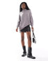 Glamorous high neck oversized slouch jumper in mushroom knit