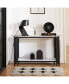 Modern Black/Gold Console Table with Faux Marble Top