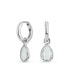 ფოტო #1 პროდუქტის Classic Cocktail Wedding Party Small 2 CTW Blue Aquamarine Halo Pear Shaped Teardrop Huggie Earrings Latch Hinge Back Hinge Back Sterling Silver