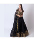 Фото #1 товара Women's Black and Gold Hand Embroidered Raw Silk Lehenga Choli