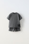 Фото #2 товара Plush t-shirt and bermuda shorts co-ord with label detail