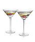 Hand Painted Stained Glass Martini Glasses 8 oz, Set of 2