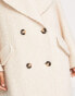 Фото #6 товара ASOS DESIGN Petite smart double breasted boucle wool mix coat in cream