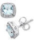 ფოტო #1 პროდუქტის Aquamarine (1 ct. t.w.) & Diamond (1/10 ct. t.w.) Stud Earrings in 14k White Gold