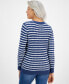 Фото #2 товара Women's Cotton Striped Cable-Knit V-Neck Sweater, Created for Macy's