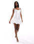 ASOS DESIGN scoop neck super mini puffball dress in white weiß, S - EU 36-38 - фото #1