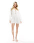 Esmee oversized tie detail smock beach mini dress in white