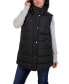 Фото #4 товара Plus Size Long Puffer Vest Jacket with Detachable Hood