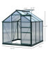 Фото #3 товара 6' x 6' x 7 Greenhouse Aluminum Frame Walk-In Garden Polycarbonate