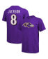 Фото #1 товара Men's Lamar Jackson Purple Baltimore Ravens Tri-Blend Name and Number T-shirt