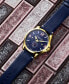 ფოტო #2 პროდუქტის Men's Blue Leather Strap Watch 43mm