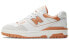 Фото #1 товара Кроссовки унисекс New Balance NB 550 антиударные, с защитой от скольжения и износа, оранжево-белого цвета